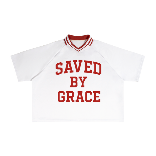 Contrast Lapel Collar Boxy T-Shirt