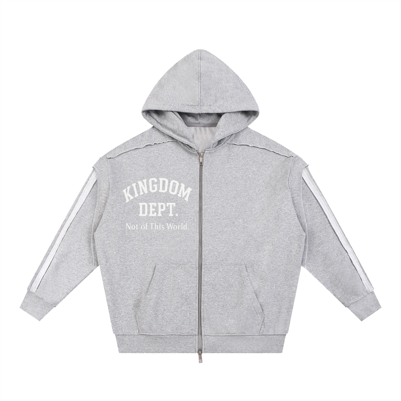 Contrast Tape Raw Edge Double Layered Zip Hoodie